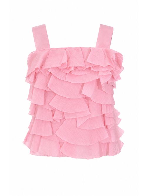 Top a fascia con rouches in mussola di cotone Rosa Alpha Studio | AD-6540P2015